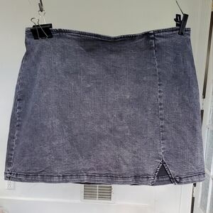 Dark Wash Grey Denim Mini Skirt
